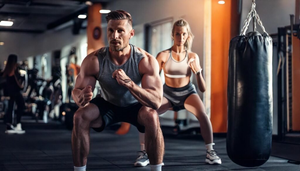 best ways to faster fat loss. A man and a woman doing a HIIT routine in the gym